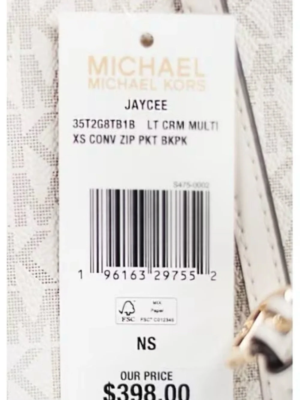 Michael Kors White MK Logo Mini Backpack with Gold Hardware - Picture 2 of 7